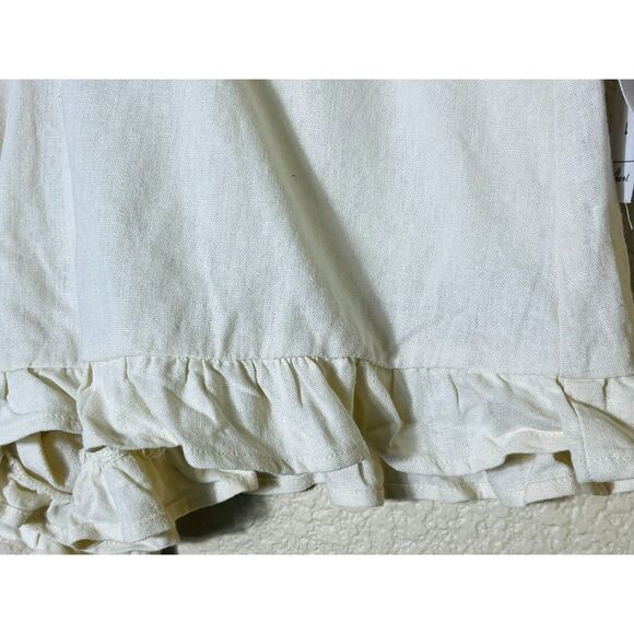NWT Vanilla Star Linen Ruffle Shorts Booty Hi Waist Elastic Large Ivory - Picture 4 of 10